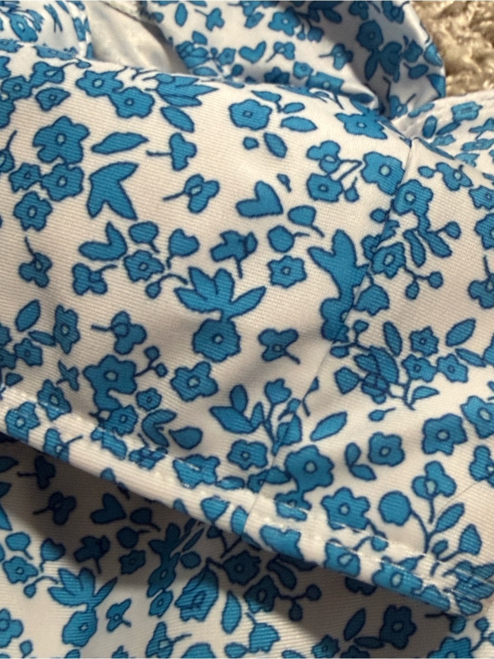 Small Blue Floral Two-Piece Bikini Set / swimsuit / bathing suit S - Picture 5 of 7